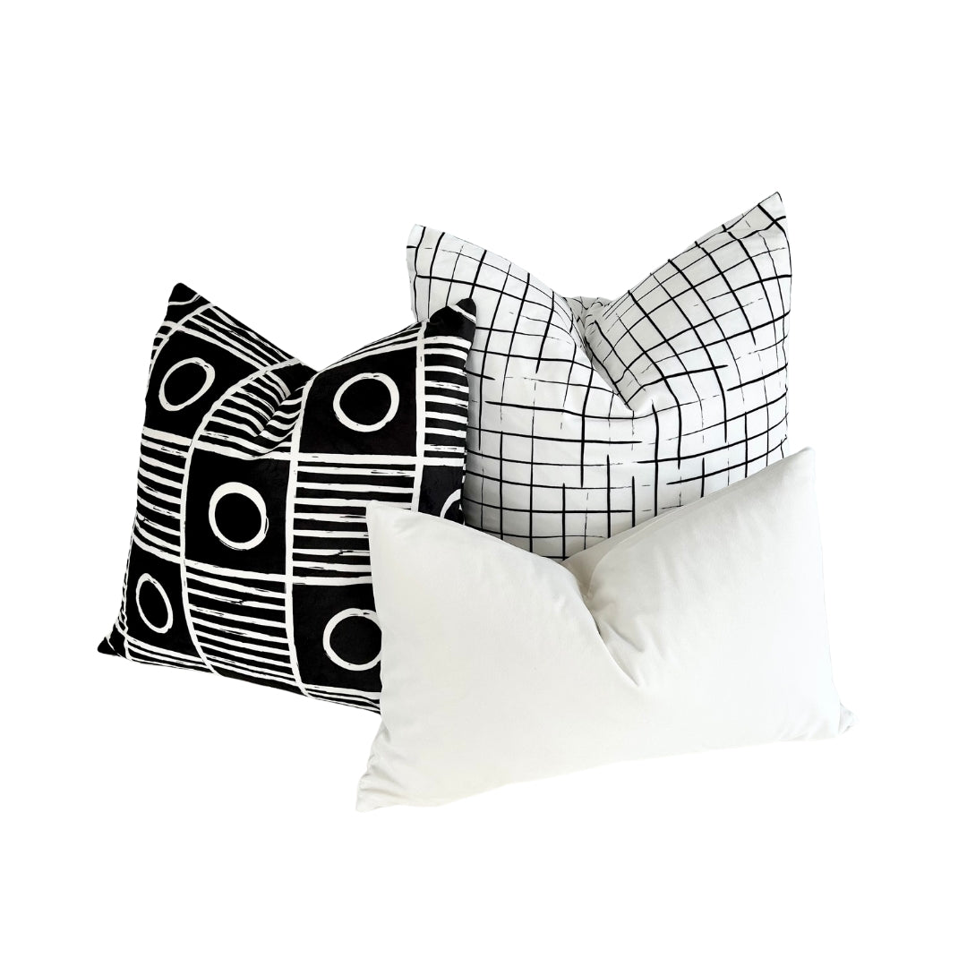 Geometric Black Throw Pillow 20&quot;