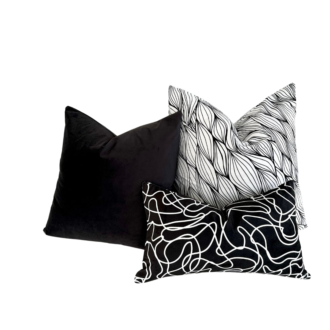 Hand Drawn Lines Throw Pillow Lumbar 12&quot;