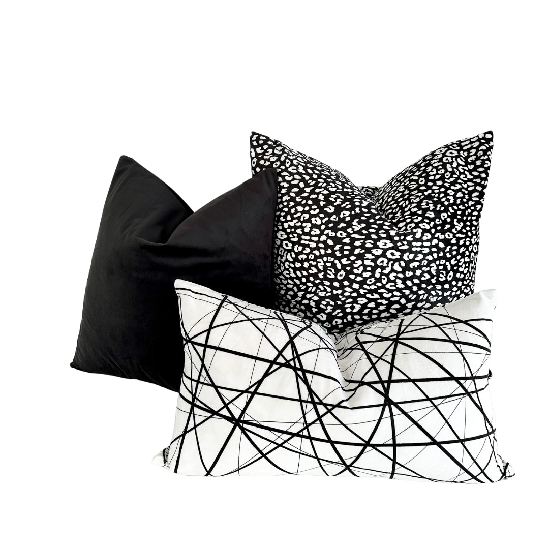 Leopard Black Throw Pillow 24&quot;