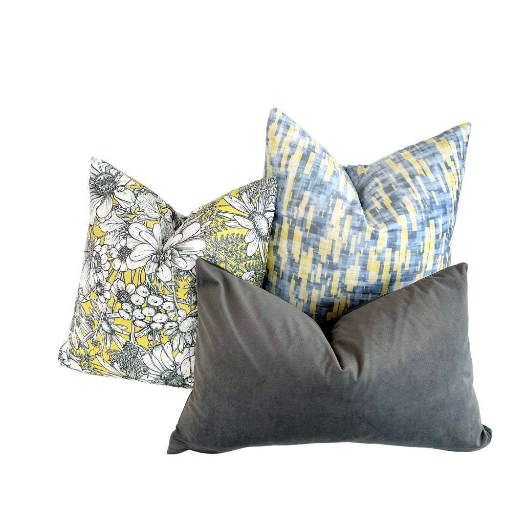 Abstract Yellow Gray Throw Pillow 20&quot;