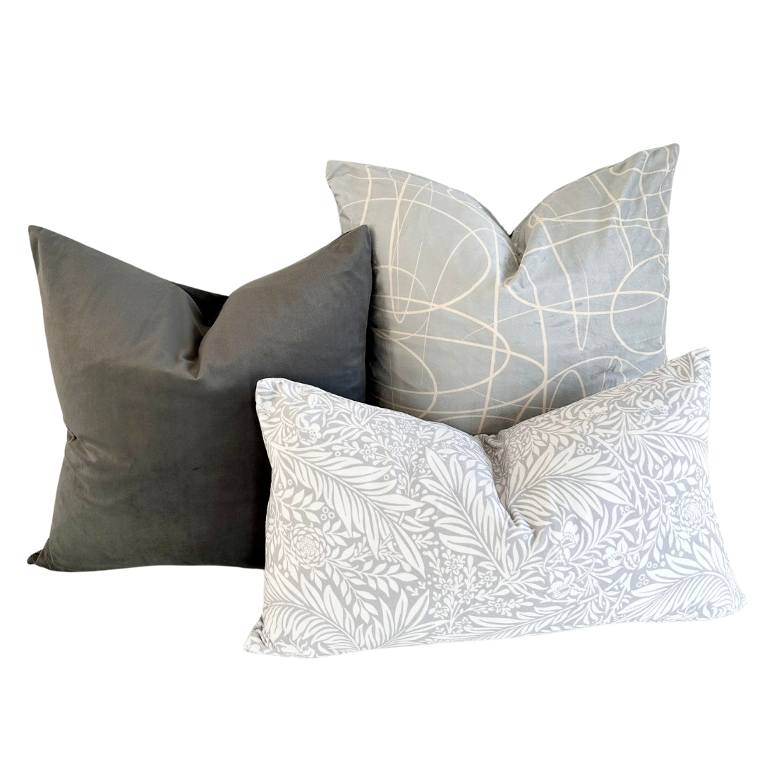 Abstract Gray Throw Pillow 22"