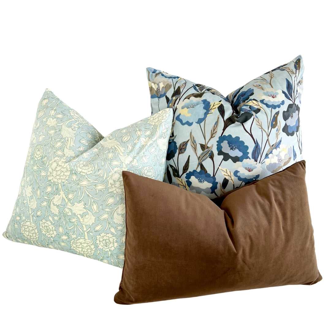 Floral Blue Throw Pillow 20&quot;