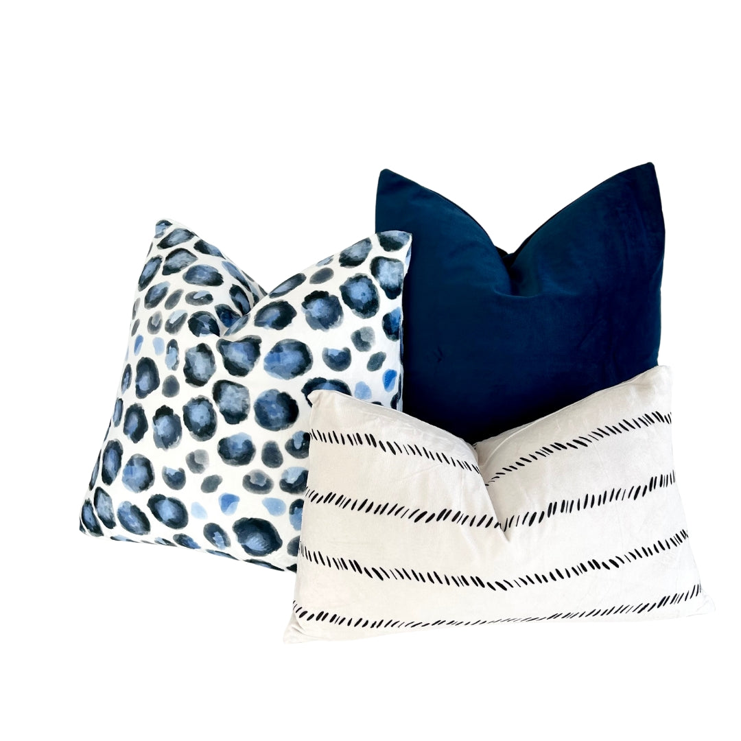 Abstract Dots Navy Blue Throw Pillow 20"