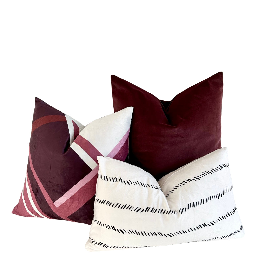 Geometric Burgundy Throw Pillow 18"