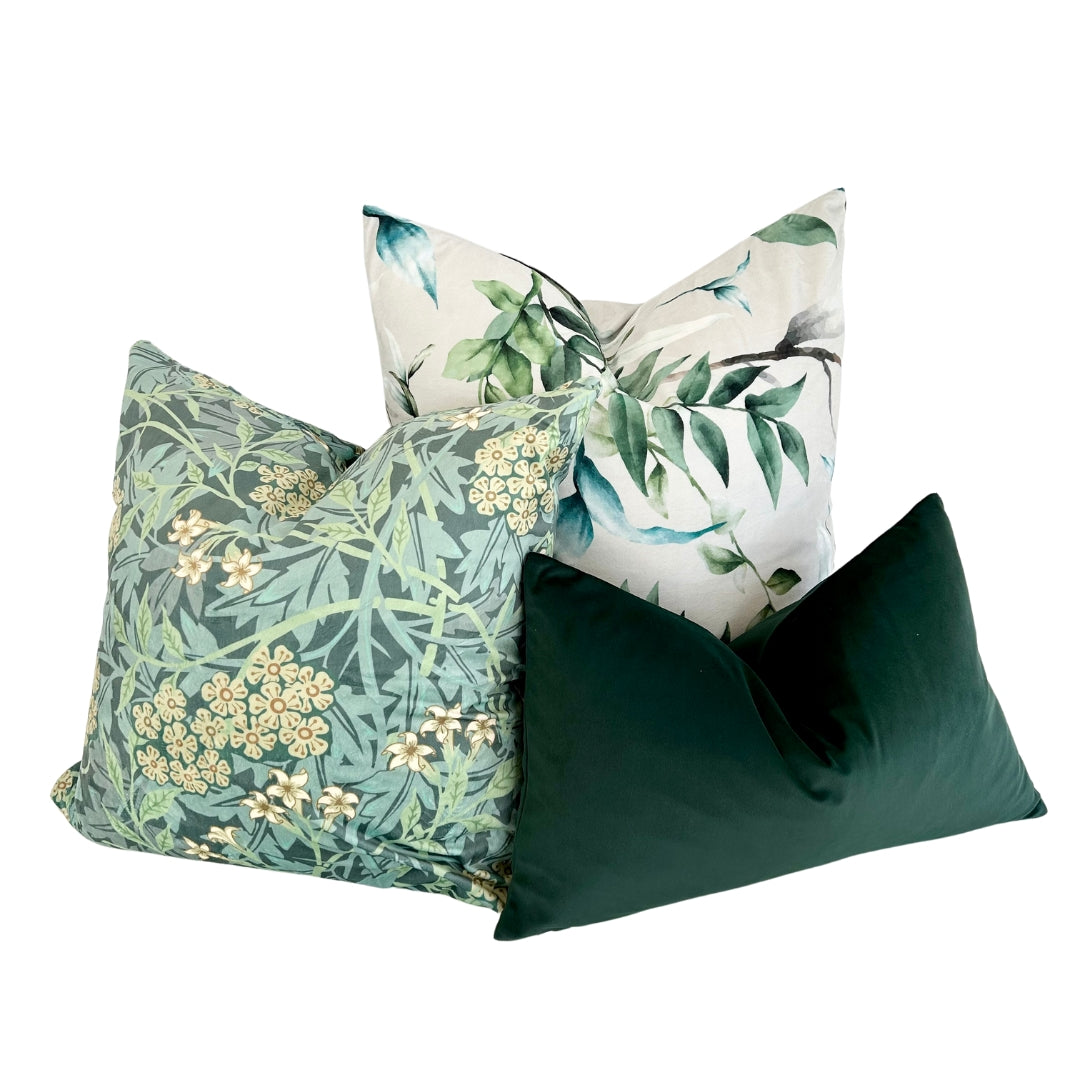 Floral Green Throw Pillow 22"