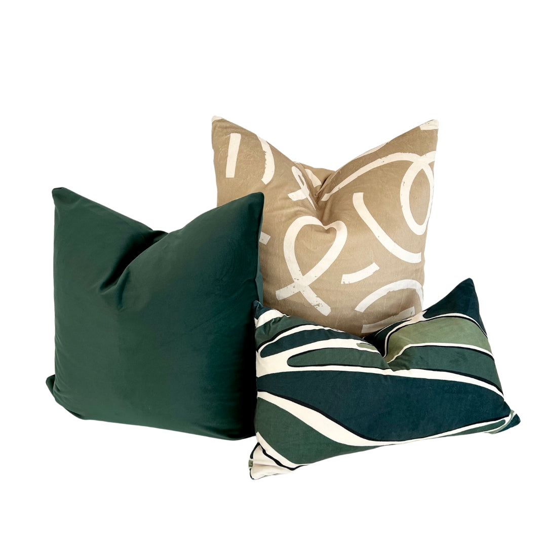 Abstract Green Throw Pillow Lumbar 12&quot;