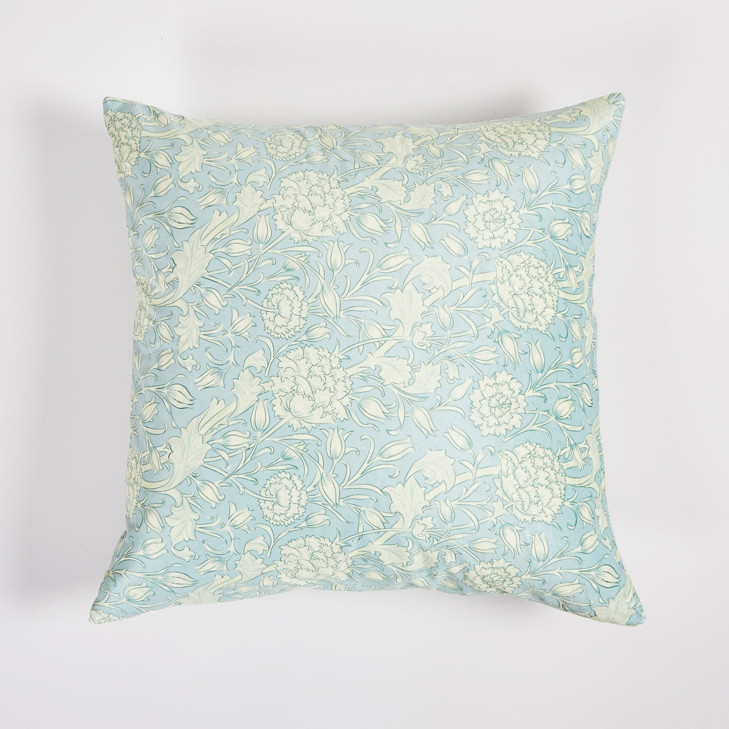 Floral Blue Throw Pillow 20"