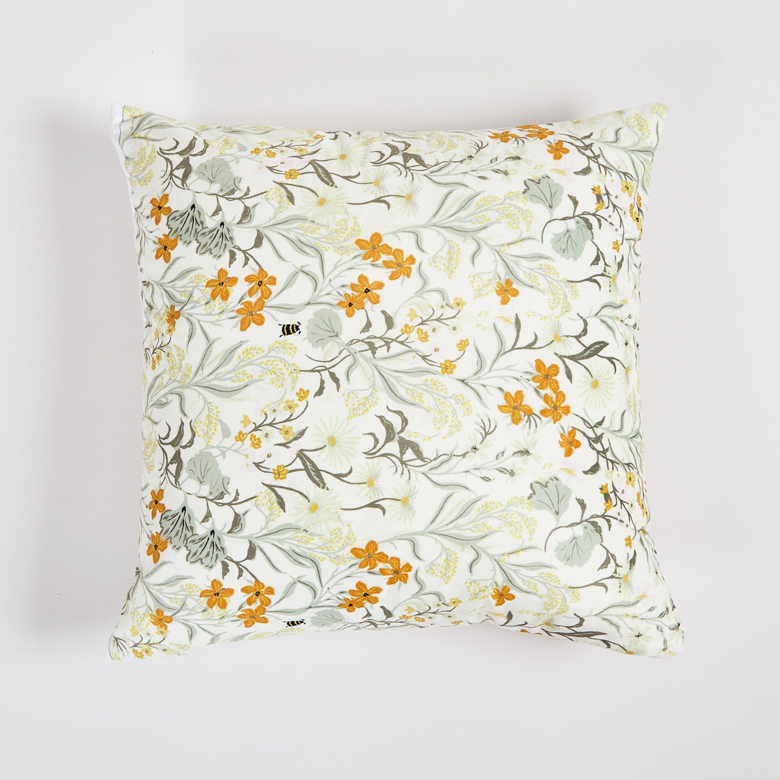 Floral Yellow Gray Throw Pillow 20"