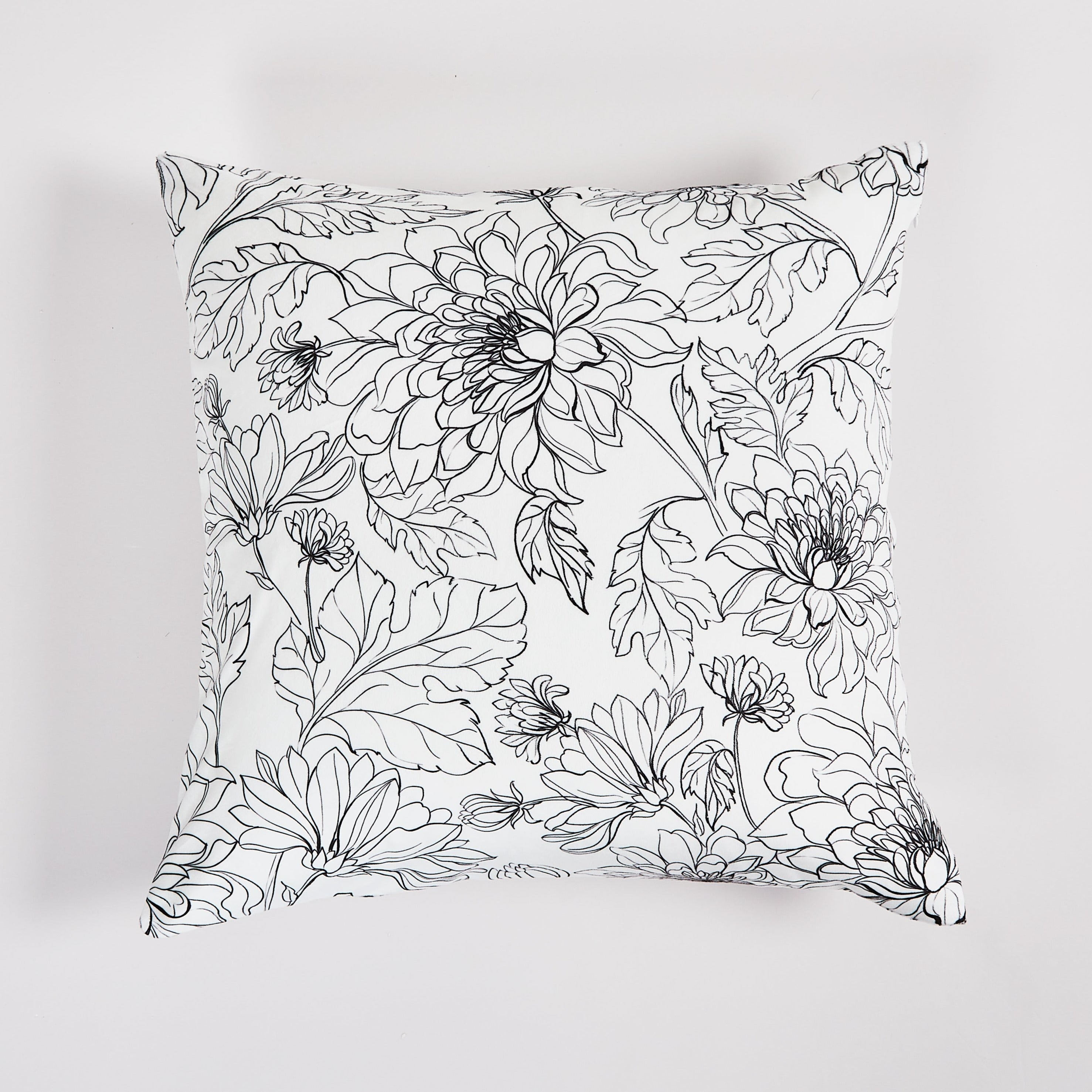 Floral White Throw Pillow 20"