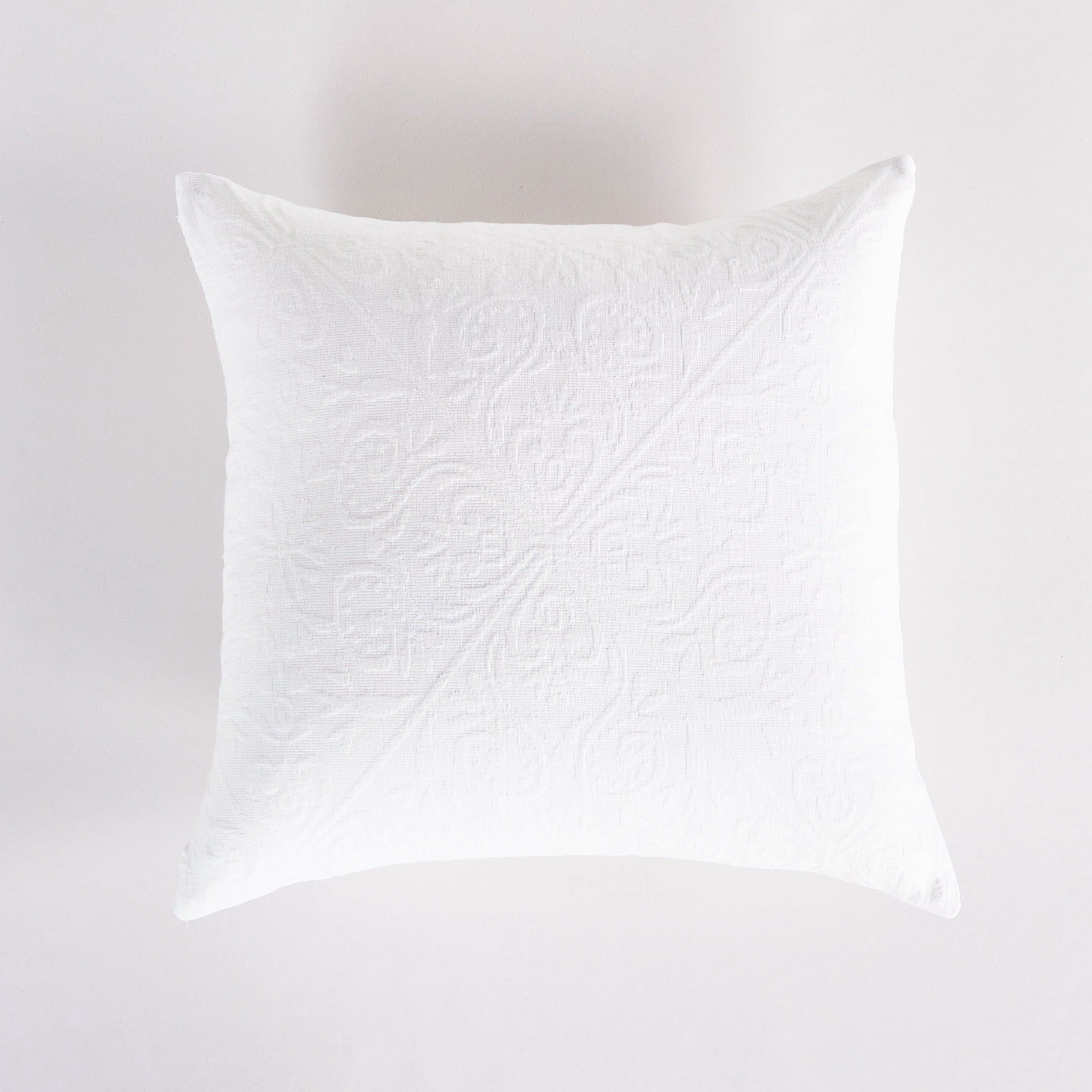 Floral Textured White Throw Pillow Cover