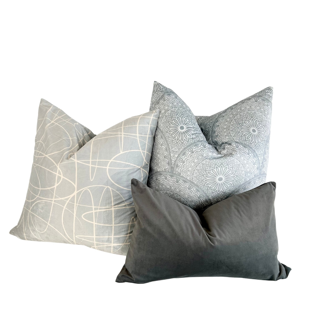 Geometric Gray Throw Pillow 24&quot;