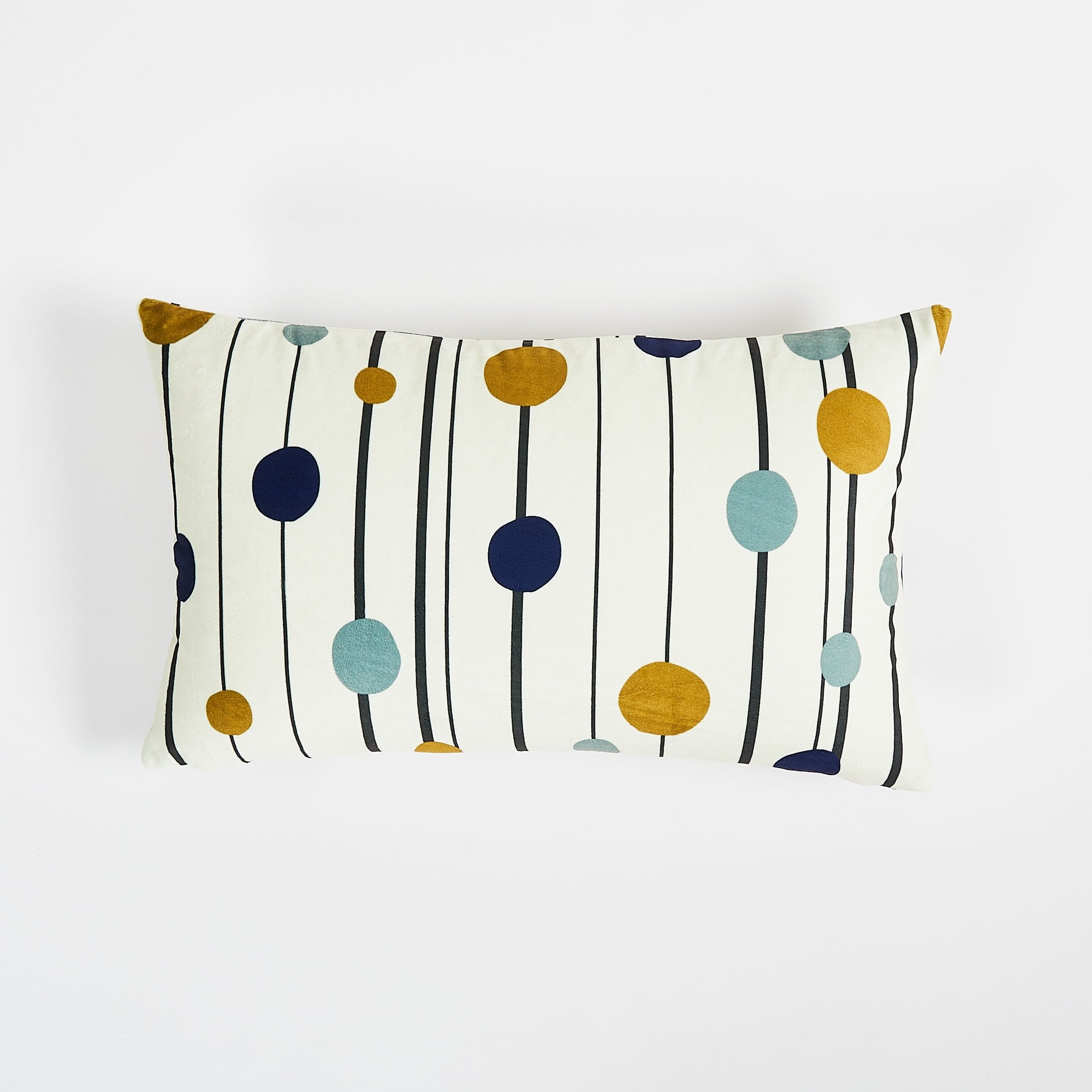 Geometric Yellow Navy Throw Pillow Lumbar 12&quot;