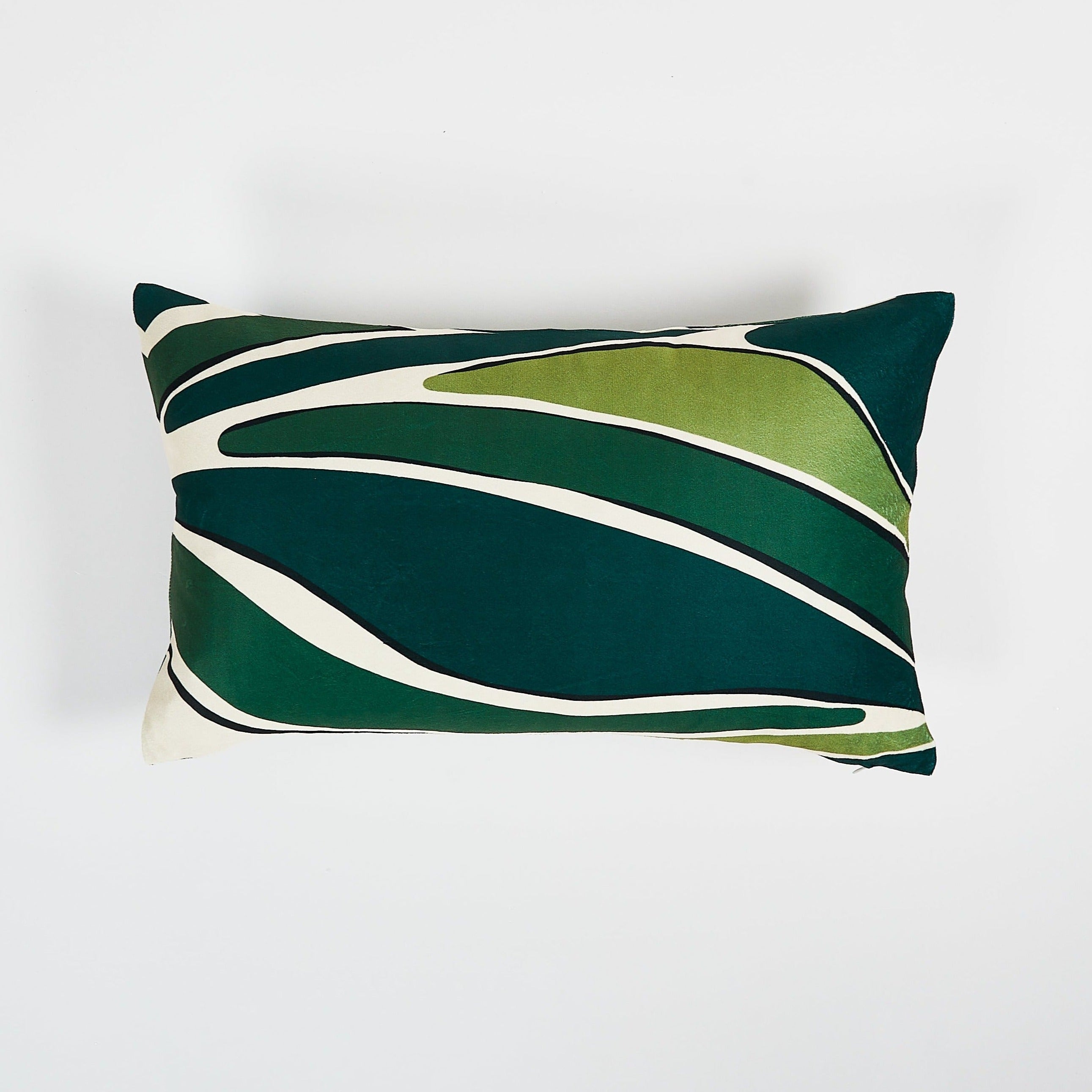 Abstract Green Throw Pillow Lumbar 12"