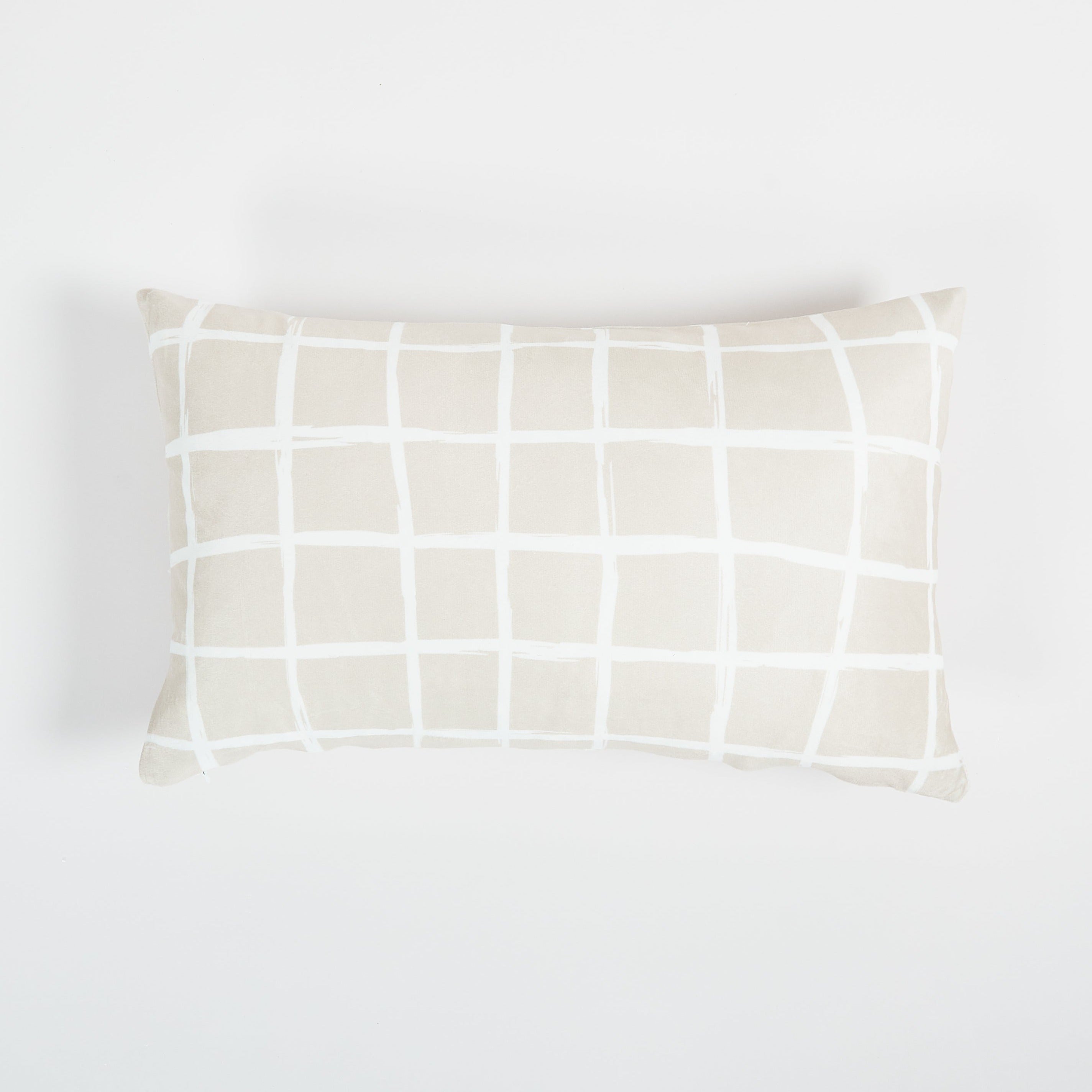 Hand Drawn Plaid Throw Pillow Lumbar 12"