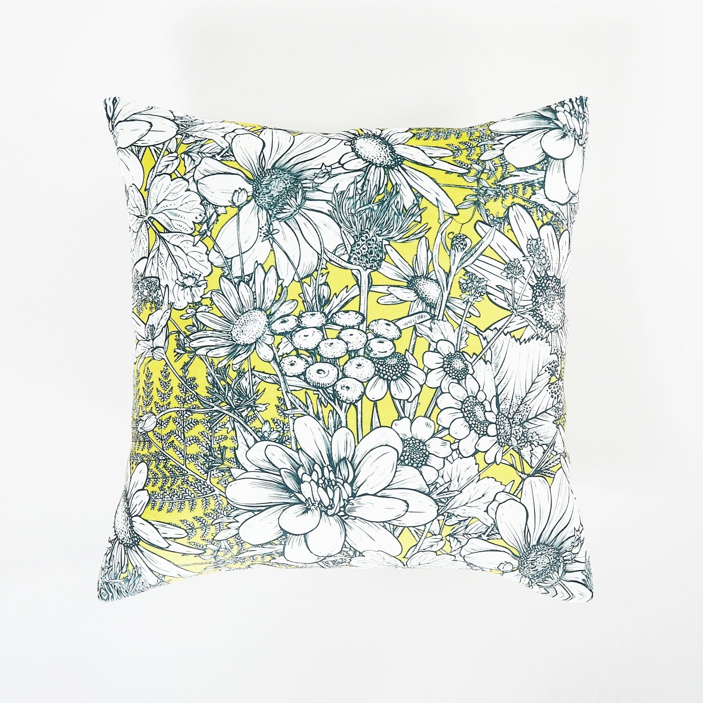 Floral Yellow Throw Pillow 18"