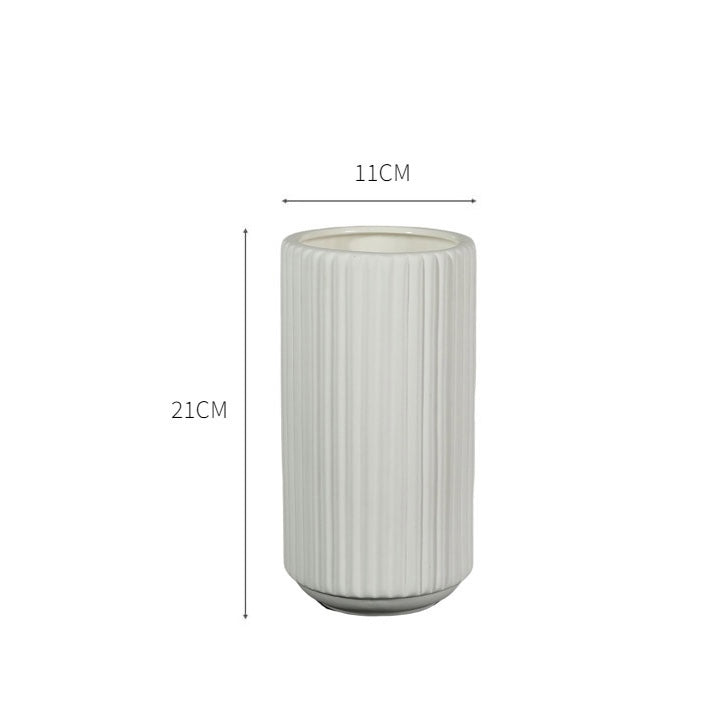 White Ribbed Vase