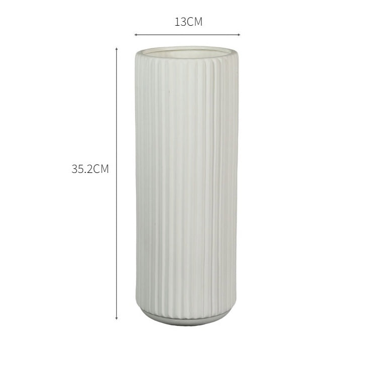 White Ribbed Vase