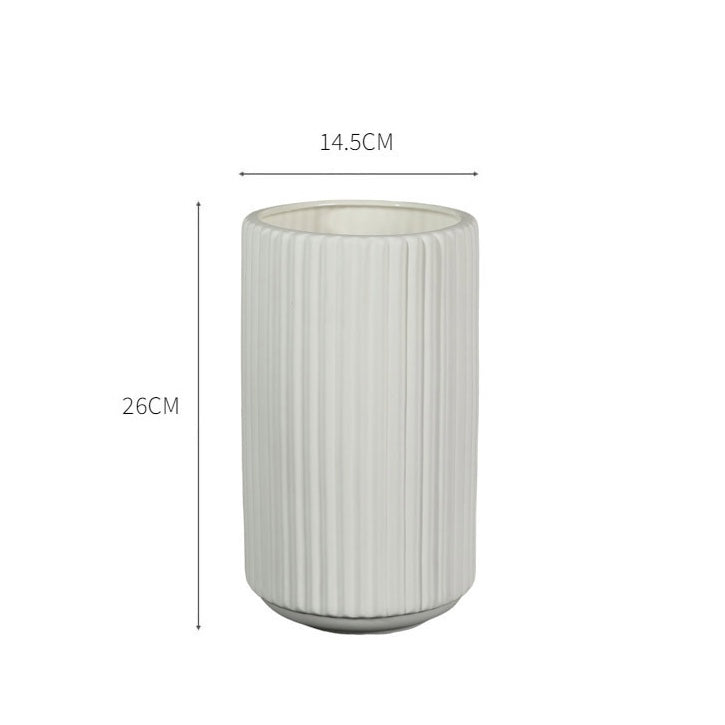 White Ribbed Vase