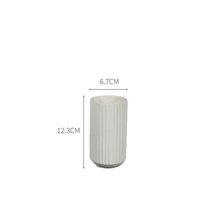 White Ribbed Vase