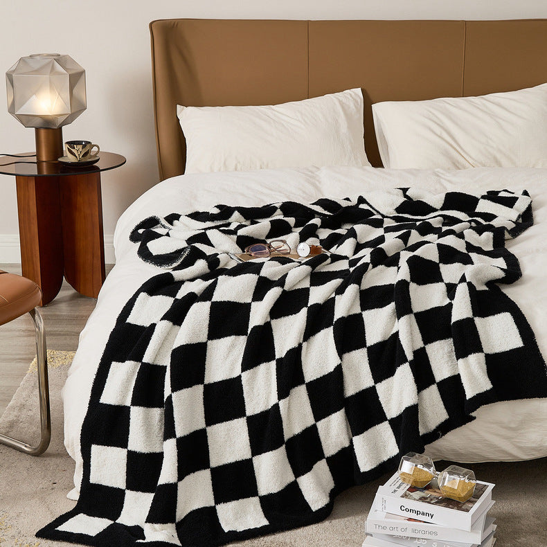 Checkerboard Retro Plush Throw Blanket