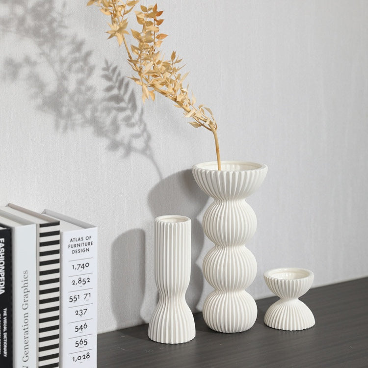 Geometric Ribbed Vase