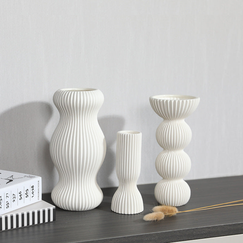 Geometric Ribbed Vase