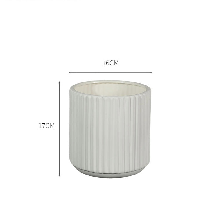 White Ribbed Vase