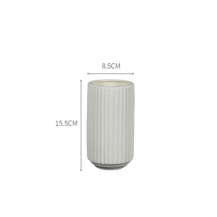 White Ribbed Vase