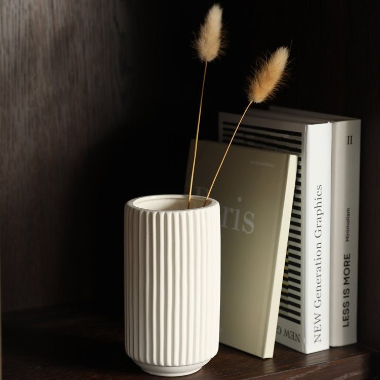 White Ribbed Vase