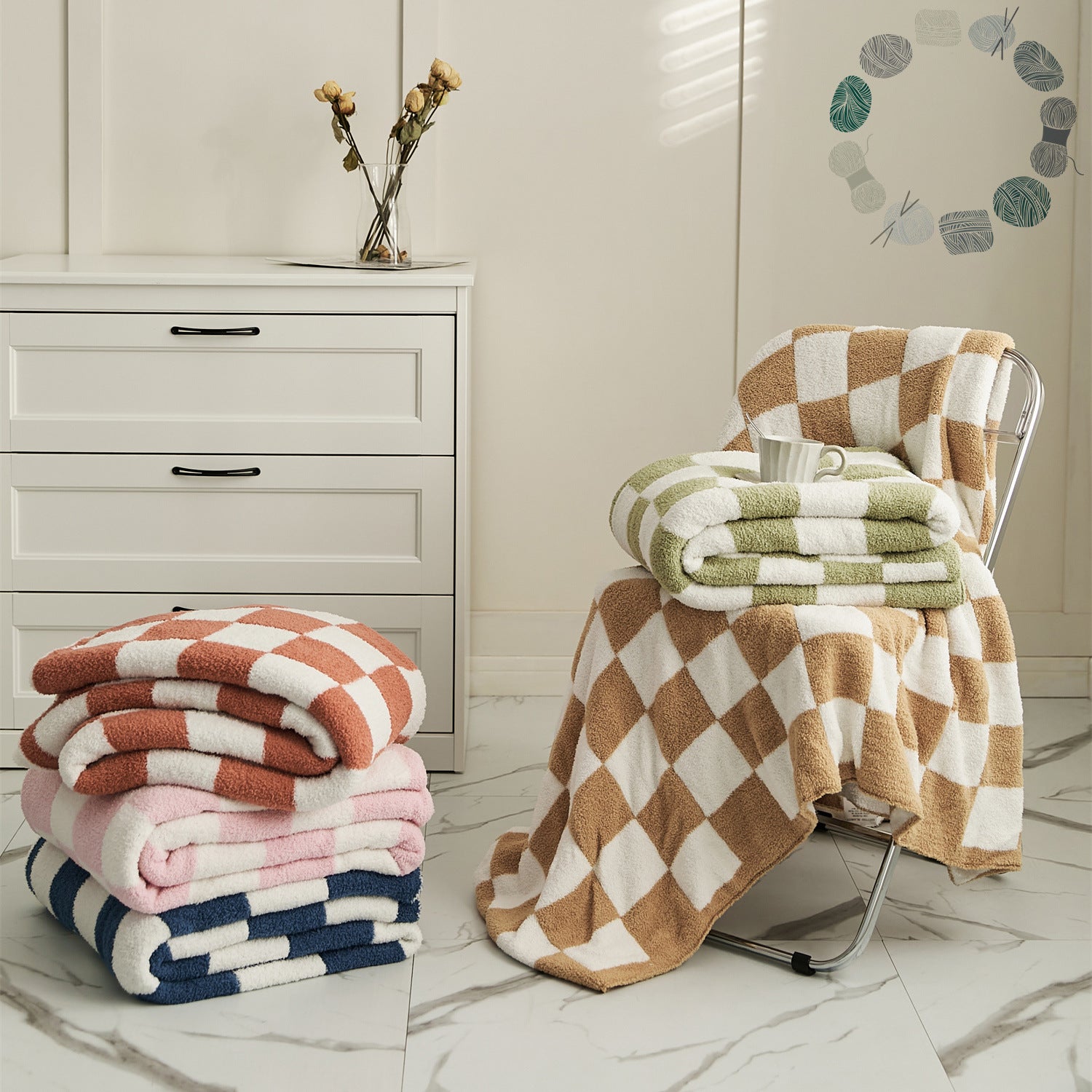 Checkerboard Retro Plush Throw Blanket